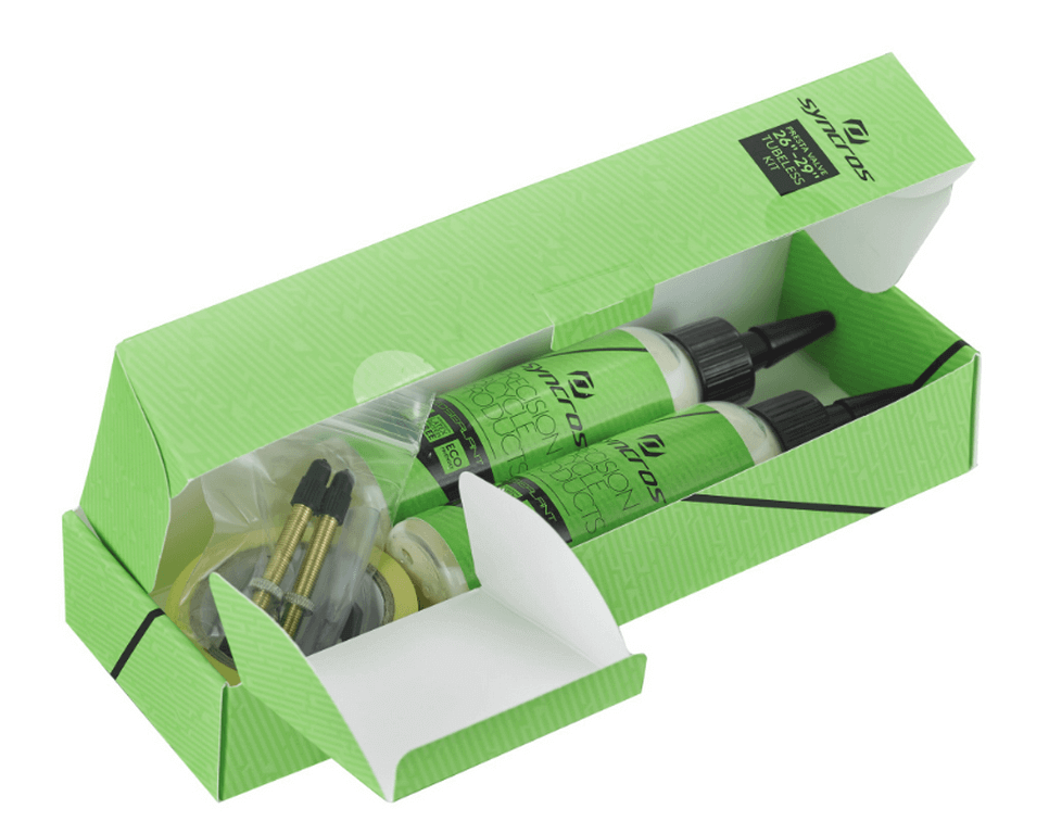 TUBELESS KIT SYNCROS ECO SEALANT (ΣΥΜΠ. ΥΓΡΟ, ΒΑΛΒΙΔΕΣ & ΤΑΙΝΙΕΣ 22mm) BLACK