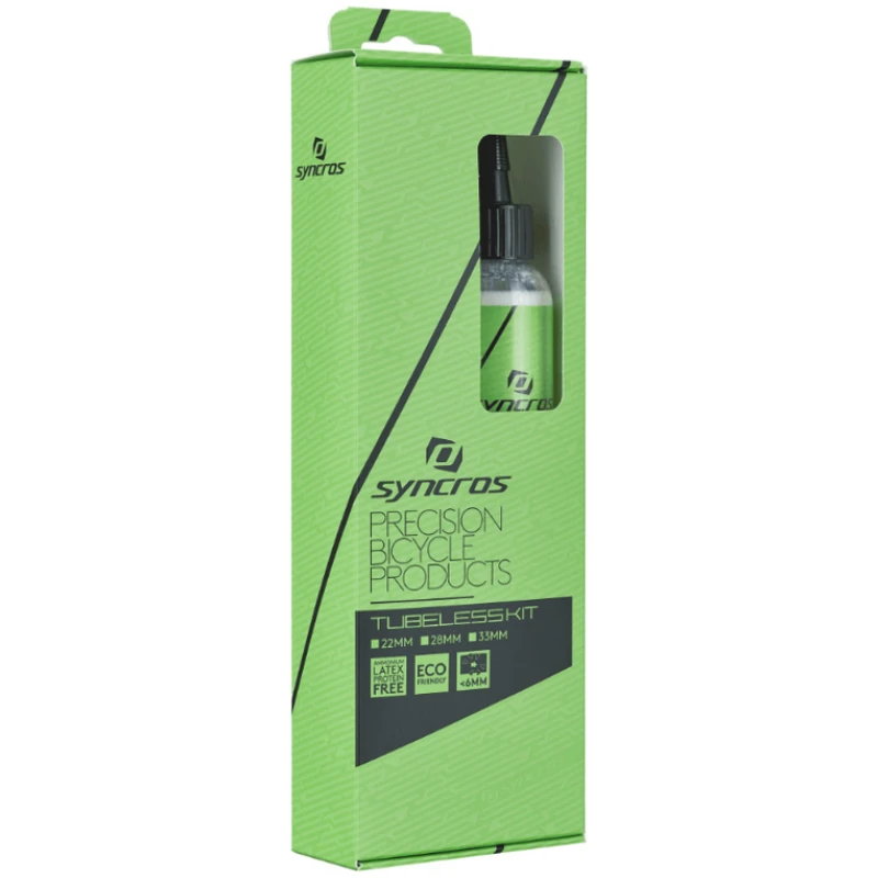 TUBELESS KIT SYNCROS ECO SEALANT (ΣΥΜΠ. ΥΓΡΟ, ΒΑΛΒΙΔΕΣ & ΤΑΙΝΙΕΣ 28mm) BLACK